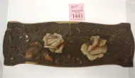 ANTIQUE MOLDED CARDBOARD TYPE DECORATION WITH ROSES
