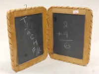 VINTAGE HAND HELD CHALKBOARD - HAS FOUR SIDES