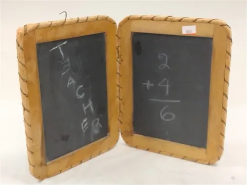 VINTAGE HAND HELD CHALKBOARD - HAS FOUR SIDES