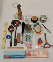 COLLECTIBLES: BABY THERMOMETER, NAPKIN RING, LADLE, SMALL MAGNET, PAPERWEIGHT, TOO MUCH TO LIST SEE PHOTOS