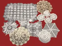 EIGHT MEDIUM SIZE FURNITURE CROCHETED DOILIES