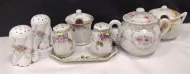 VINTAGE PORCELAIN SALT & PEPPERS, SUGAR BOWLS, AND CONDIMENT SET 