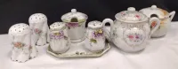 VINTAGE PORCELAIN SALT & PEPPERS, SUGAR BOWLS, AND CONDIMENT SET 