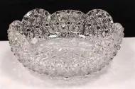 LARGE VINTAGE BUTTONS AND STARS PRESSED GLASS BOWL