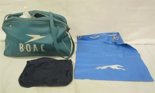 VINTAGE BRITISH AIRWAYS BAG, GREYHOUND PILLOW/TOTE, BAG