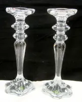 PAIR TALL OF CRYSTAL CANDLE HOLDERS