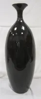 TALL CONTEMPORARY NARROW NECK BLACK POTTERY VASE