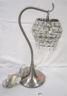 CONTEMPORARY STAINLESS TABLE LAMP WITH HANGING CRYSTAL SHADE