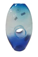 ART GLASS DONUT HOLE VASE WITH ORIGINAL STICKER