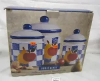 THREE PIECE CERAMIC CANISTER SET - BOX OPENED APPEAR BE UNUSED