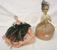 TWO ANTIQUE HAT PIN "LADIES", BOTH NEED TLC