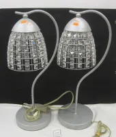 PAIR OF CONTEMPORARY TABLE LAMPS WITH CRYSTAL STYLE SHADES