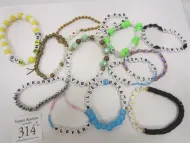 12 PLASTIC BEAD STRETCH BRACELETS WITH SAYING