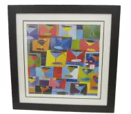 KATHRYN FORTSON COLORFUL PRINT OF MARTINI GLASSES WITH OLIVES