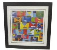 KATHRYN FORTSON COLORFUL PRINT OF MARTINI GLASSES WITH OLIVES