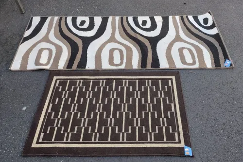 TWO SMALL IKEA MACHINE MADE RUGS - NOTE WILL NEED CLEANING