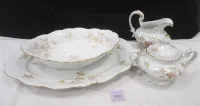 JOHANN HAVILAND BAVARIA GERMANY PORCELAIN: LARGE PLATTER, SERVING BOWL, CREAMER & SUGAR