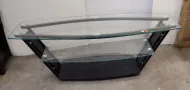 CONTEMPORARY GLASS AND METAL STAND - SOFA TABLE OR TV STAND