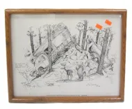 JIM SNOOK 1985 PRINT IN OAK FRAME