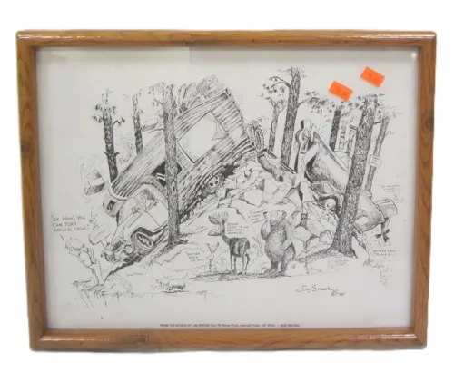 JIM SNOOK 1985 PRINT IN OAK FRAME