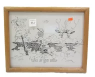 JIM SNOOK 1981 PRINT IN RED OAK FRAME