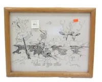 JIM SNOOK 1981 PRINT IN RED OAK FRAME